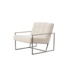 Geneve fauteuil bouclé - crème+nikkel
