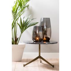 Lomelo ronde bijzettafel Ø60x41 cm - marmer zwart-antiek brons