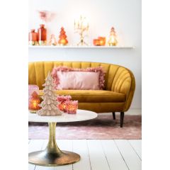 Rickerd salontafel Ø76x36 cm - wit marmer+antiek brons