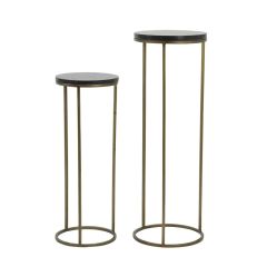 Sobrina zuil set van 2 - zwart agaat/antiek brons