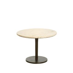 Pazo bijzettafel Ø61 cm - zand-roze marmer/donkerbruin