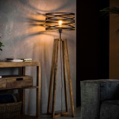 Lewis vloerlamp twist houten kruisframe - grijs