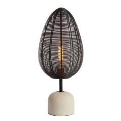 Joley tafellamp Ø26x61 cm - mat zwart/wit marmer