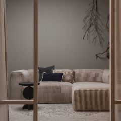 Bean chaise loungue rechts grove ribstof - travertin