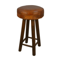 Patchwork barkruk leder 75 cm cognac van het woonmerk HSM Collection