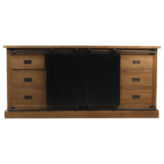 Blackburn dressoir 220x50x85 teakhout/metaal naturel/zwart