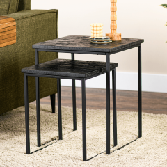 Rapid bijzettafel teakhout zwart | set van 2 van het woonmerk Vurna