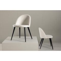 Zako eetkamerstoel - ribstof - wit