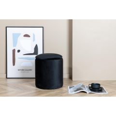 Zara poef - velvet - zwart