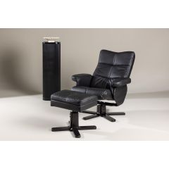 Savo relax fauteuil met voetenbank - zwart