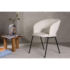 Pirlo eetkamerstoel - linnen - wit