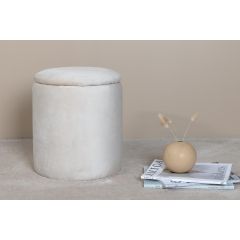 Zara poef - velvet - beige