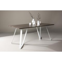 Mako rechthoekige eettafel - 180 x 90 cm - donkerbruin/wit