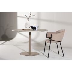 Zuna ronde eettafel - ø110 cm - marmerlook - beige