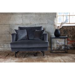 Ruma fauteuil - velvet - donkergrijs