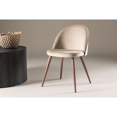 Zako eetkamerstoel - met naturel poot - velvet - beige