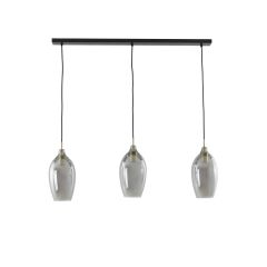 Lukaro hanglamp 3L 100x16,5x32 cm - antiek brons/glas smoke