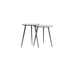 Zeca bijzettafel set van 2 - rood travertin/bruin