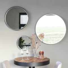 Janice ronde spiegel L - zwart