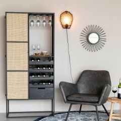 Guuji wijnkast laag MDF/rattan van het woonmerk Puur