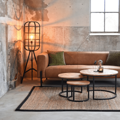 Jute vloerkleed rechthoek 160x140 cm lichtgrijs