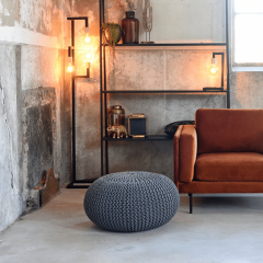 Gebreide poef lichtgrijs 70 cm