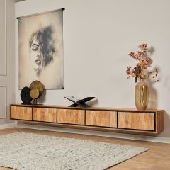 Zwevend tv-meubel RichWood 280 cm - naturel