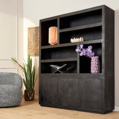 Vakkenkast Brussel XL 160 cm - zwart