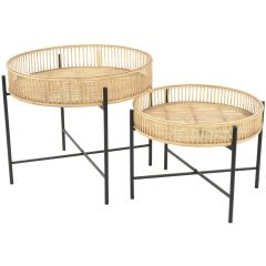 Bijzettafel Aiko Naturel Bamboe - Set van Twee