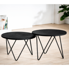 Ties salontafelset van 2 rond 54 cm zwart staal van het woonmerk Vurna