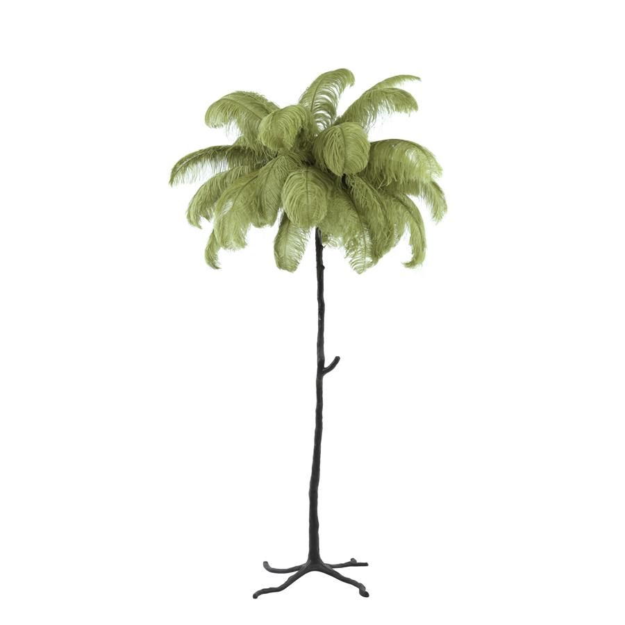 Light & Living Feather vloerlamp - zwart/olijfgroen