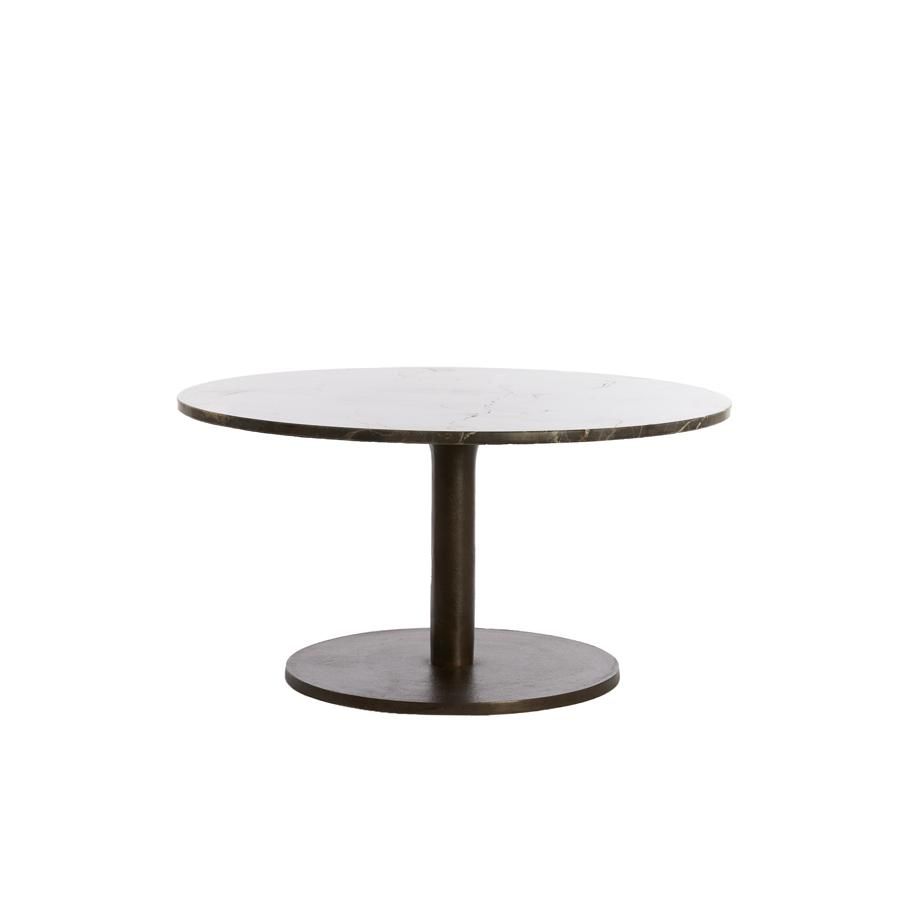 Light & Living Pazo ronde salontafel Ø76 cm - donkerbruin marmer/donkerbruin