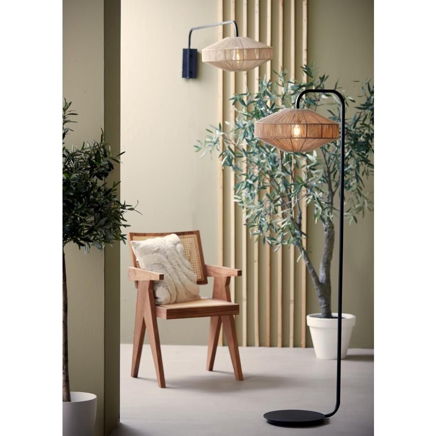 Light & Living Lyra vloerlamp Ø43x164 cm - naturel/mat zwart