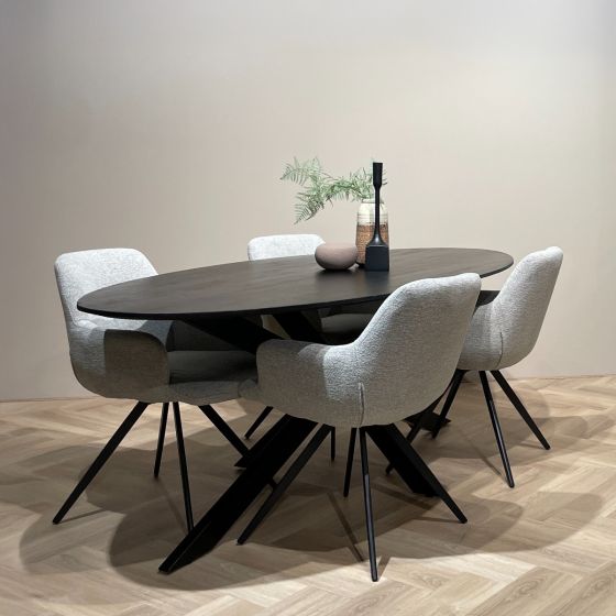 Oslo eettafel ovaal zwart