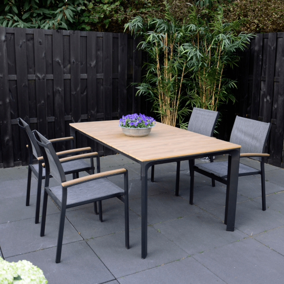 Arezzo terrastafel 160 cm & 4x terrasstoel textileen van het woonmerk Les