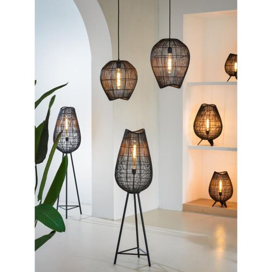 Yumi vloerlamp driepoot Ø37x128 cm - mat zwart