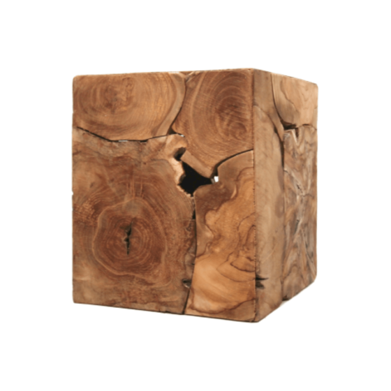 Kubus bijzettafel 30x30x35 teakhout naturel wax