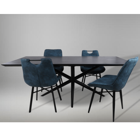 Zurich eettafel 200x100x76 acaciahout slank zwart van het woonmerk HSM Collection