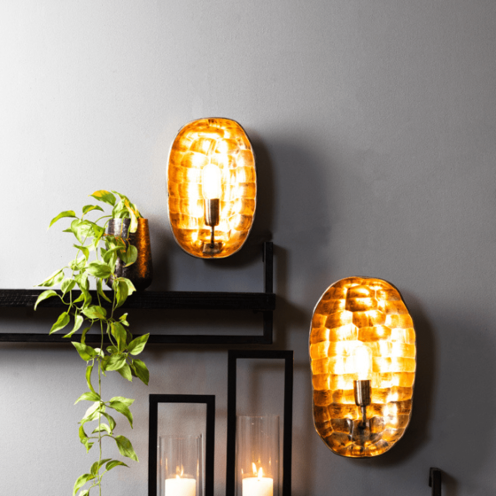 Maku wandlamp 21,5x8,5x33 cm antiek brons van het woonmerk Light&Living