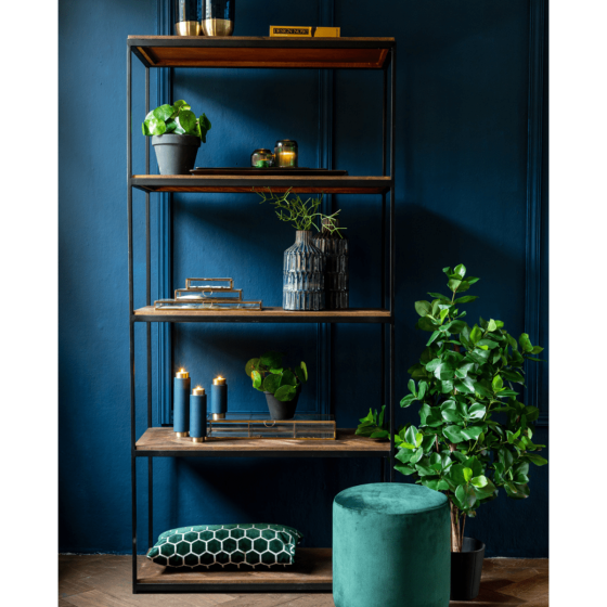 Chisa kast open 97x42x202 cm bruin/zwart van het woonmerk Light&Living