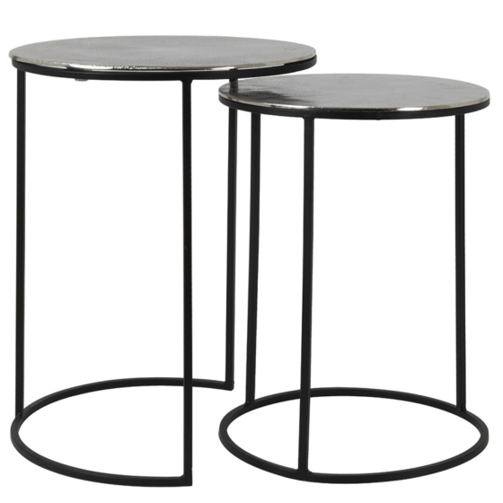 Thizas bijzettafels set van 2 ruw nikkel/mat zwart van het woonmerk Light&Living