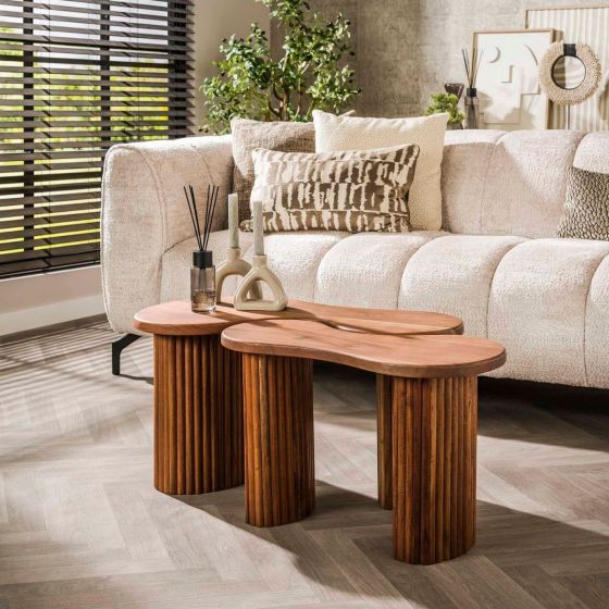 Rio organische salontafel set van 2 - donkerbruin