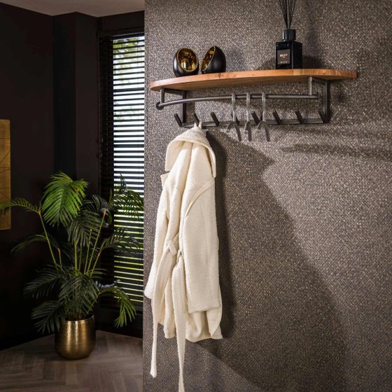 Leanne wandkapstok 8 haken hoedenplank