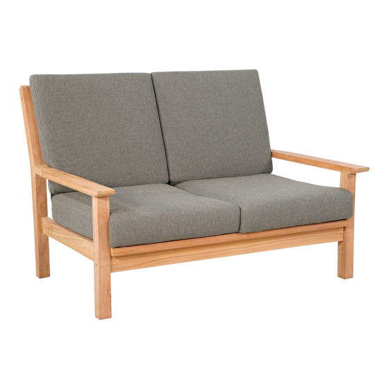 Teak loungebank teak 124cm + kussen
