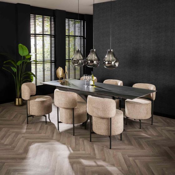 Tobias draaibare eetkamerstoel bouclé