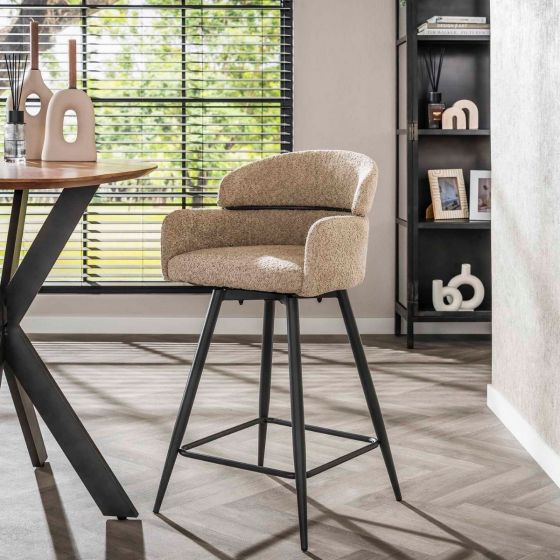 Enzo barstoel draaibaar bouclé - zand