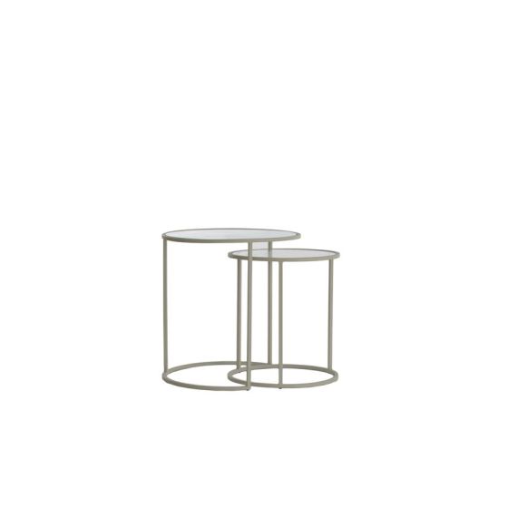 Talca bijzettafel set van 2 - rib glas/crème