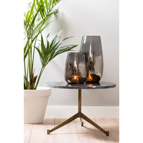 Lomelo ronde bijzettafel Ø60x41 cm - marmer zwart-antiek brons