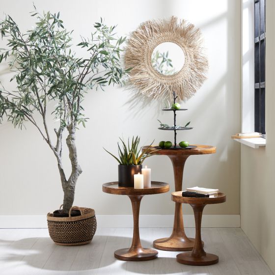 Joekon bijzettafel Ø60x80 cm - hout olie bruin