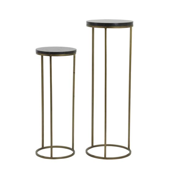 Sobrina zuil set van 2 - zwart agaat/antiek brons